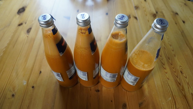 Almost 4 bottles of juice in total.