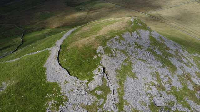 Pen y Gaer hillfort in a drone aerial image.