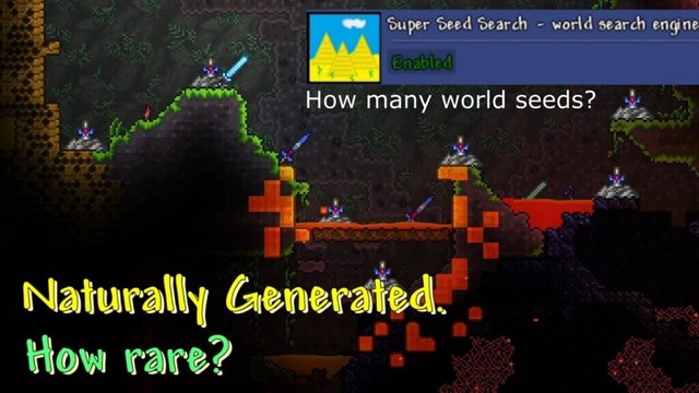 Finding the Terraria world seeds with Naturally generated Enchanted Sword ─ In cavern, not in shrine
