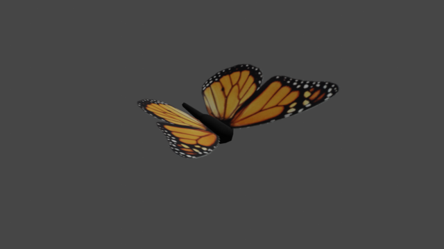 Render of a terrible looking butterfly model.
