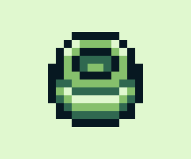 Pixel art of a clay pot using top-down oblique projection in the Gameboy palette.