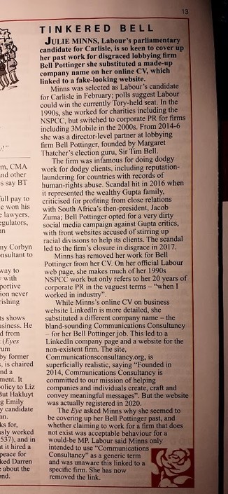 Extract from 'Private Eye'.