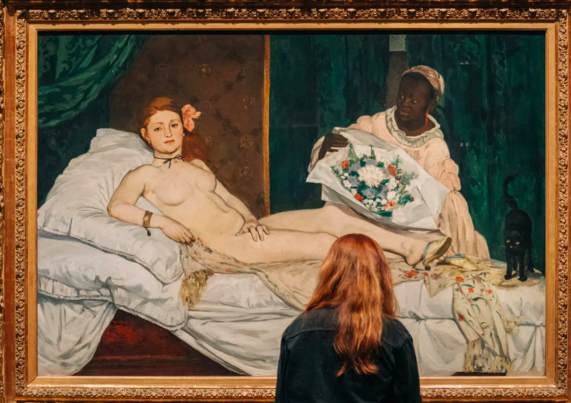Ã‰douard Manet's painting of the reclining  â€œOlympia,â€� 1863-65.
Photo Credit...Jeenah Moon for The New York Times