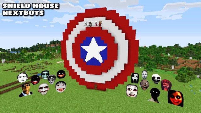 SURVIVAL CAPTAIN AMERICA SHIELD HOUSE WITH 100 NEXTBOTS in Minecraft - Gameplay - Coffin Meme