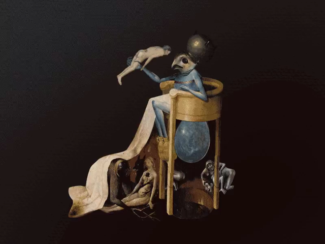 animated gif by Guima Romeiro of a detail from 'The Garden of Earthly Delights' (hell) - painting by Hieronimus Bosch