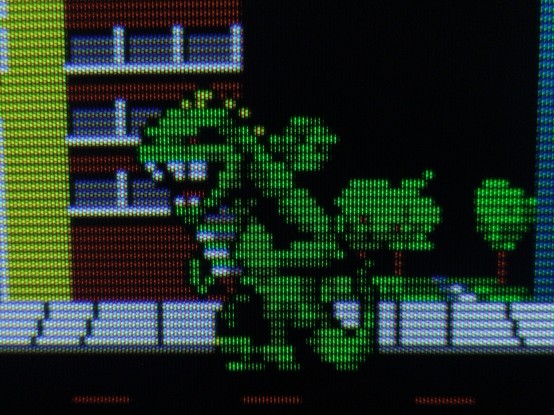 Lizzie from Rampage (DOS) in EGA on Commodore 1084 slot mask CRT monitor