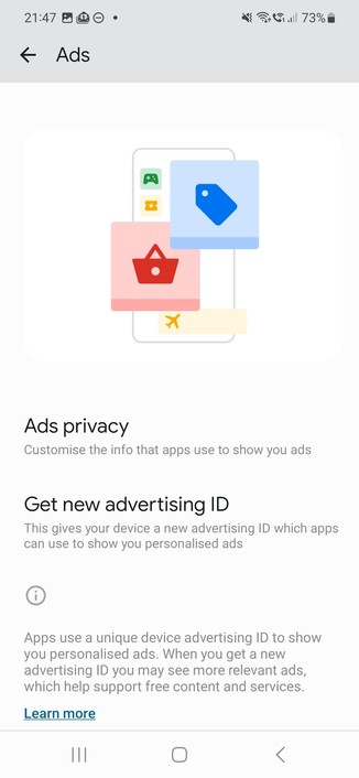 Android Settings without Google advertising id
