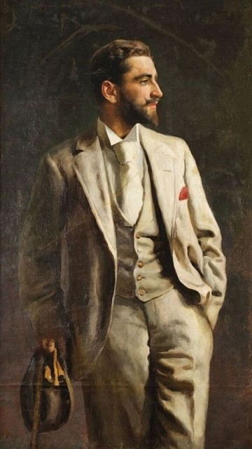 Self portrait of an artist dressed in a stylish white suit Victorian art