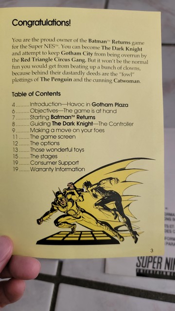Batman Returns #SNES manual