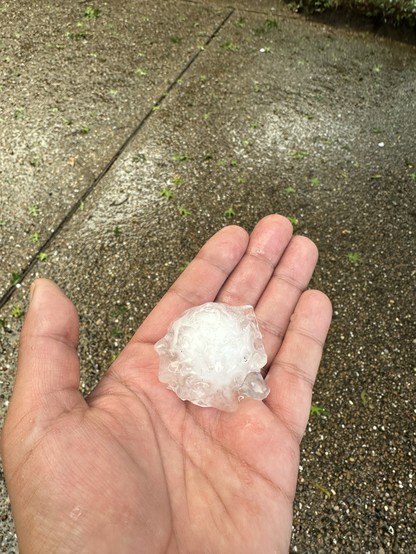 Golf ball size hail in my hand