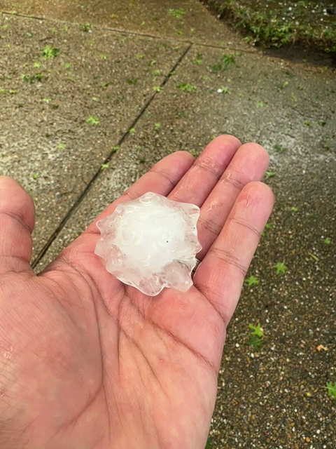 Golf ball size hail in the palm of my hand
