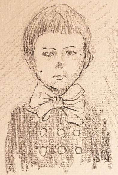 Pencil drawing. A short hair male portrait.