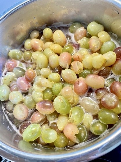 grapes in a pan