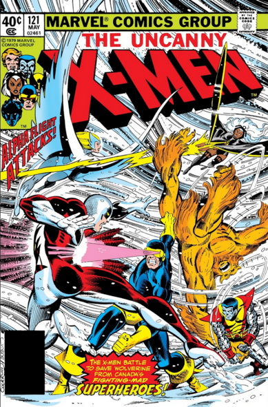 superheroes from x-men and alpha flight teams fighting each other, swirling around inside a tornado, one blasting lasers from his eyes at another