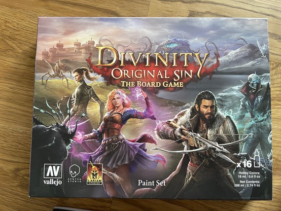 Die Verpackung des Farbsets von Divinity Original Sin The Boardgame