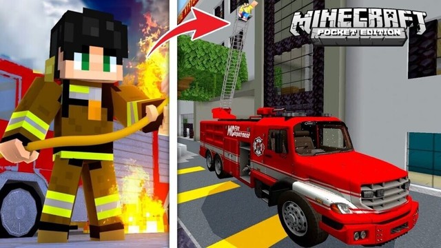 NAGING "BUMBERO" AKO sa Minecraft PE | Grabe REALISTIC FIRE TRUCK toh!