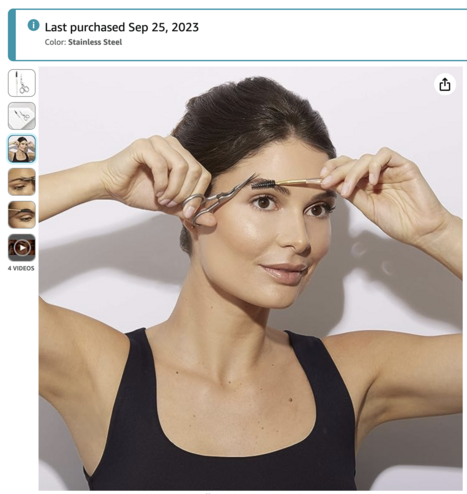 Photo from Amazon of an eyebrow trimming kit