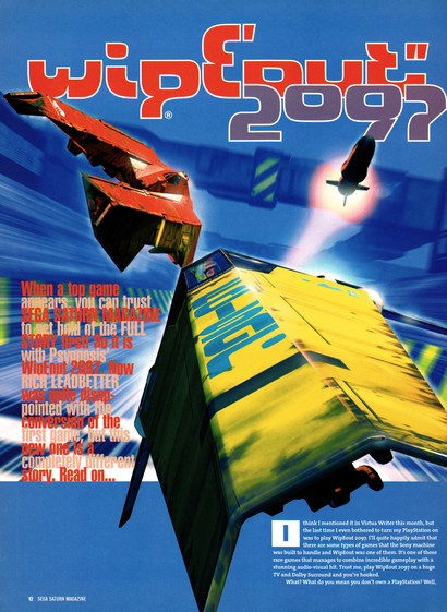 Showcase for WipEout 2097 on Sega Saturn.
Taken from Official Sega Saturn Magazine 21 - July 1997 (UK)
