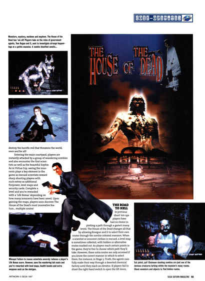 Showcase for The House of the Dead in the arcade.
Taken from Official Sega Saturn Magazine 21 - July 1997 (UK)