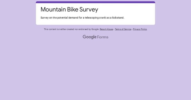 Survey on demand for a solution to prop up bike on the trail
