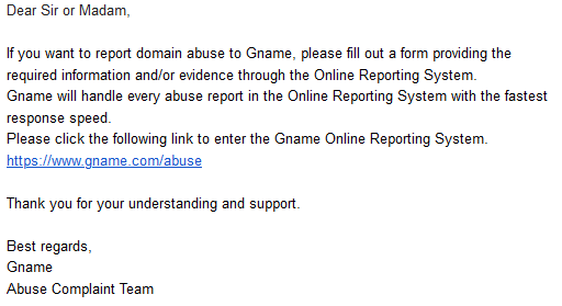 Longer than necessary email reply essentially asking me to fill out a form and include evidence of abuse.