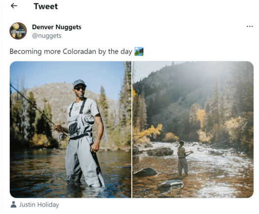 Justin Holiday is fitting right in here in CO 🎣🏔