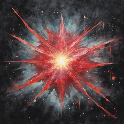 An image generated by Stable Diffusion, with the prompt "Japanese-style painting of a pulsar star, grunge, trending on artstation, bloom"