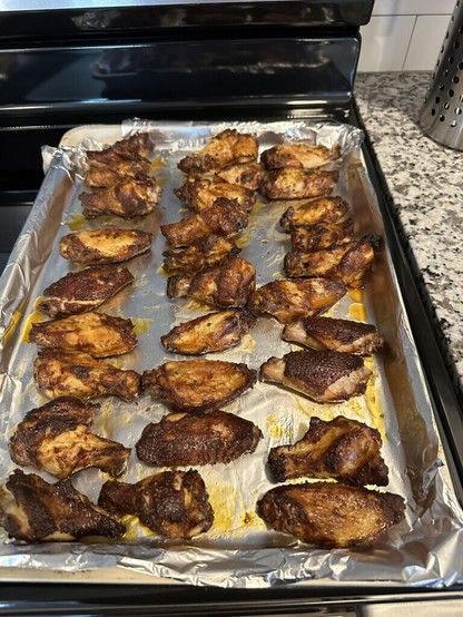 Smoked then broiled, wings for the lions game