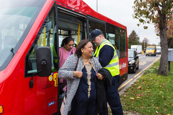 TfL Image - Dial a Ride customers arriving at Brahmin Community Centre