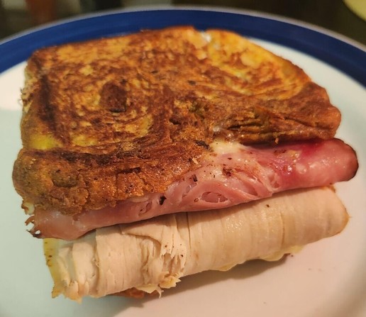 Monster Monte Cristo on Croissant Bread French Toast