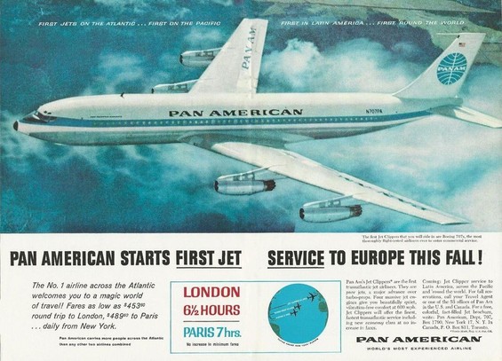 Kind of an earie picture. The 707 is in a blue -greenish light becuse of poor printing in the ad.