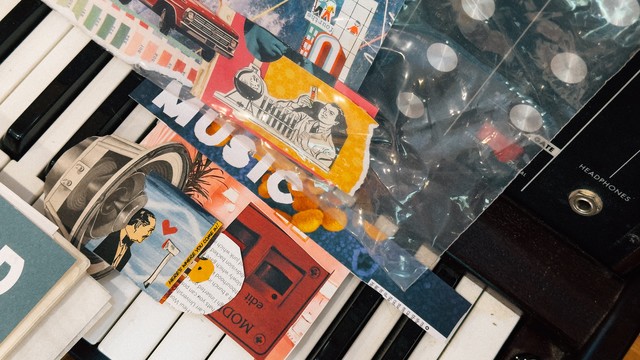 Tidbits of collage on a keyboard