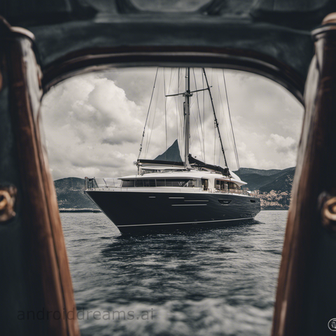 An image generated by Stable Diffusion, with the prompt "Photograph of a yacht, gothic, cinematic, 4k resolution, uhd"