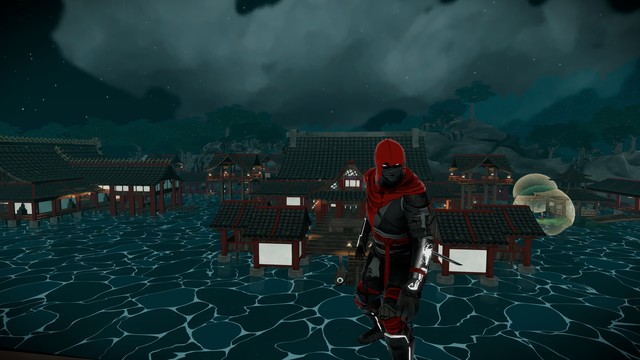 Aragami taking a selfie with a fortress in the distance.