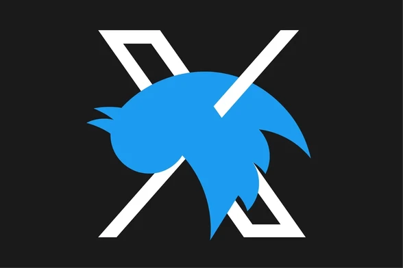 Image from The Verge showing a dead Twitter bluebird impaled on an X icon.
