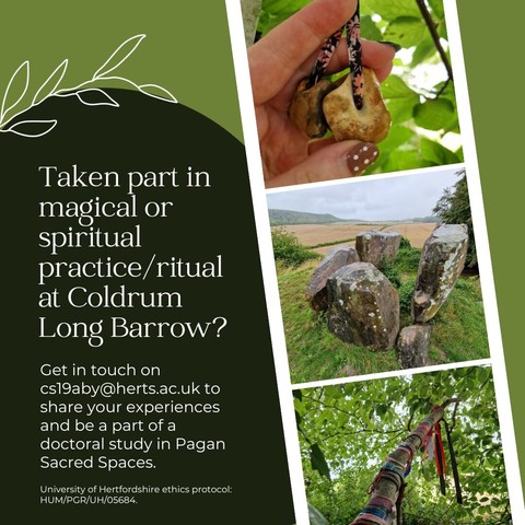 Call for interviewees. Taken part in a magical or spiritual practice/ritual at Coldrum Long Barrow in Kent? Get in touch at cs19aby@herts.ac.uk to share your experiences and be a part of a doctoral study in Pagan Sacred Spaces.