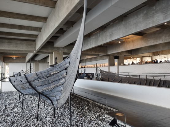 one of the one thousand year old Viking ships on display in Roskilde, Denmark