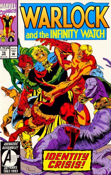 cover of comic book showing Adam Warlock fighting with different versions of himself