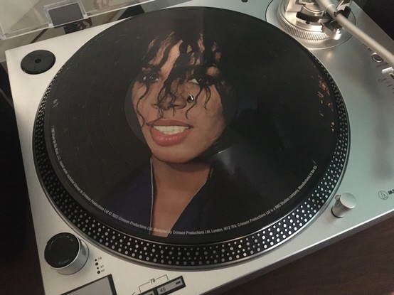 The Donna Summer self-titled LP on picture disc, on an Audio Technica LP120 turntable
