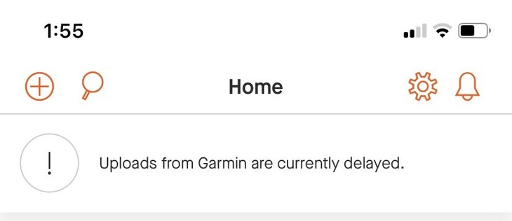 Message on Strava app: “Uploads from Garmin are currently delayed.”
