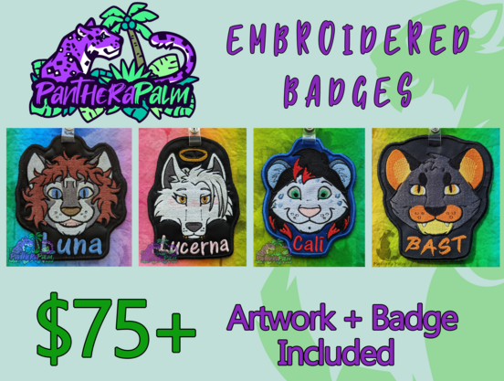 Embroidered Badges. $75+. Artwork and badge included.