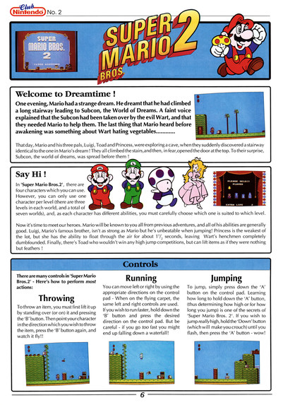 Review for Super Mario Bros. 2 on NES from Club Nintendo Volume 1 Issue 2 - 1989 (UK)
