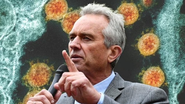 RFK Jr. surrounded by COVID19 viruses.
