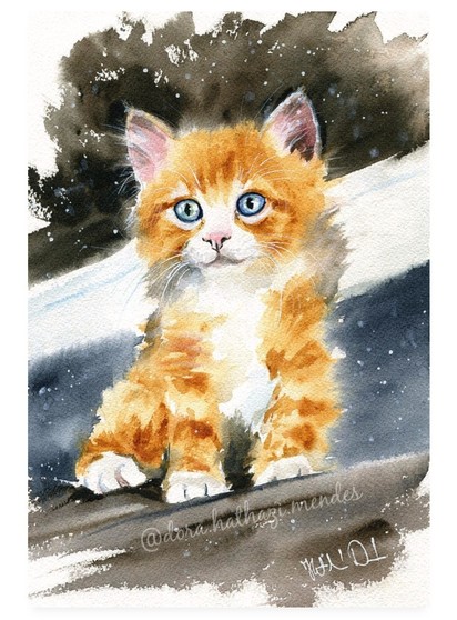 Fluffy Red Ginger Kitten Painting by Dora Hathazi Mendes