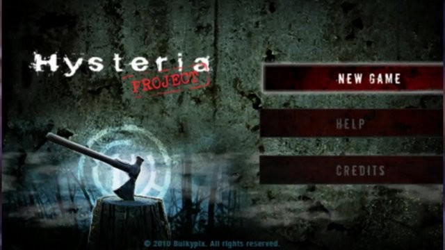 hysteria project title screen