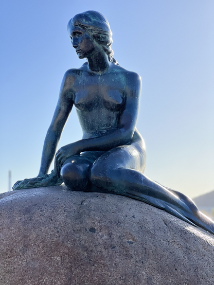 The statue of The Little Mermaid in Copenhagen.