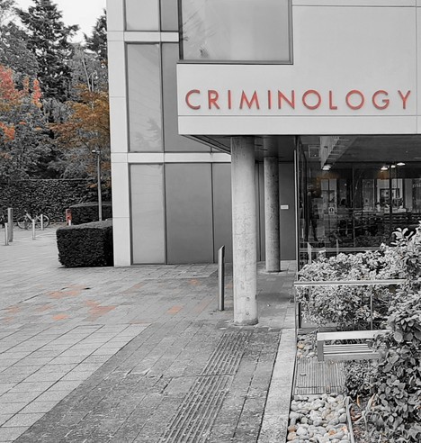 A building, with signage saying criminology