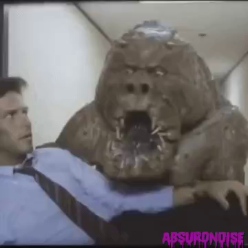 animated gif of very bad creature effects from the wonderfully trashy Monster in the Closet, a 1980s Troma Films release
