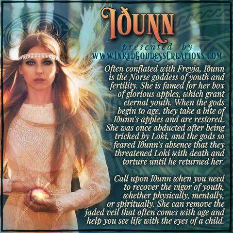 A graphic about the Norse goddess Idunn, from Inked Goddess Creations.
