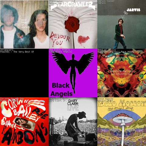 A grid of the nine albums that I have listened to most this month.